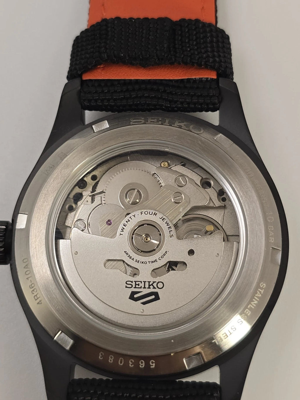 Seiko 5 Sports SRPH33K1 Flieger Automatic Black Dial Orange Accent 39 mm New
