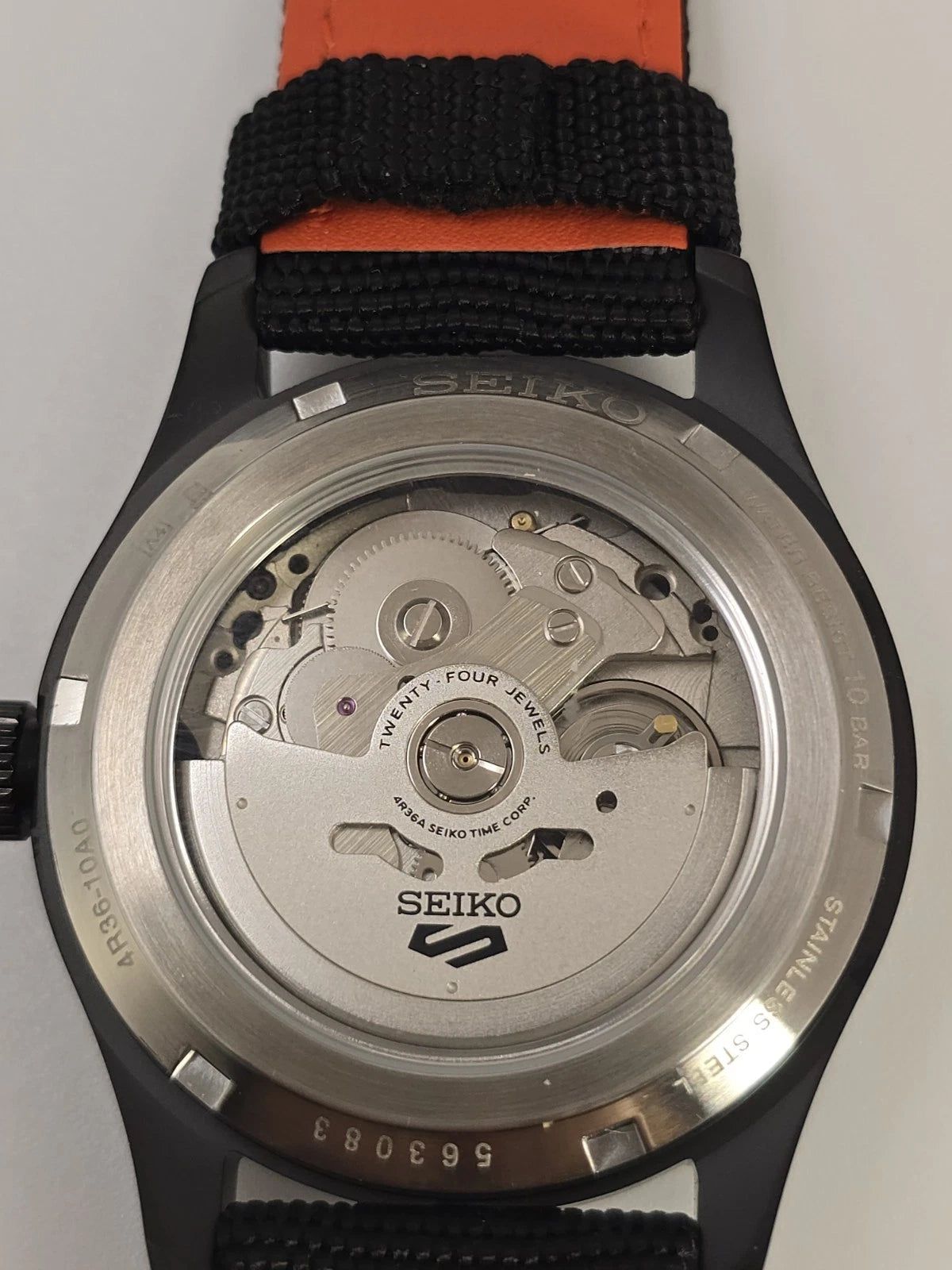 Seiko 5 Sports SRPH33K1 Flieger Automatic Black Dial Orange Accent 39 mm New